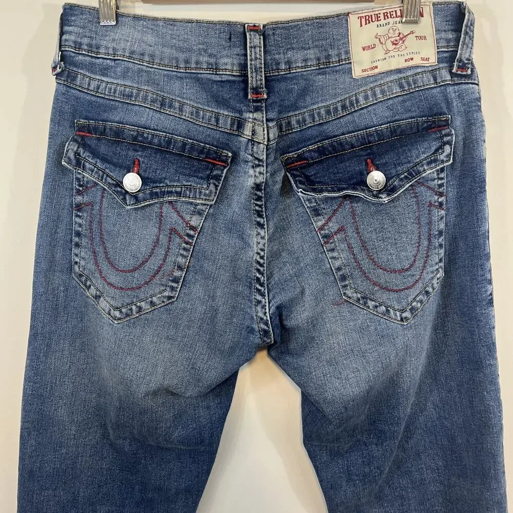 True Religion Ricky Jeans Mens 34 Medium Wash Relaxed‎ Straight Denim